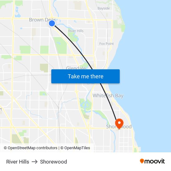 River Hills to Shorewood map