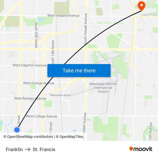 Franklin to St. Francis map