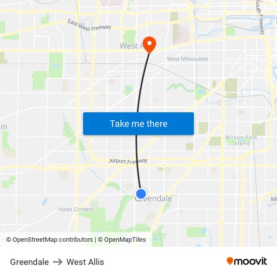 Greendale to West Allis map