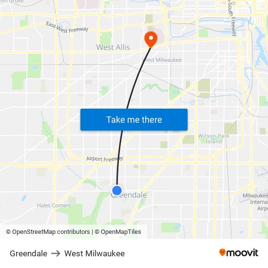 Greendale to West Milwaukee map