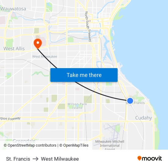 St. Francis to West Milwaukee map