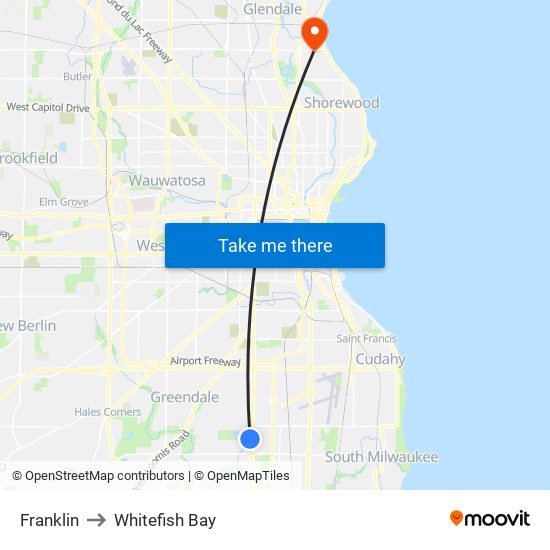 Franklin to Whitefish Bay map