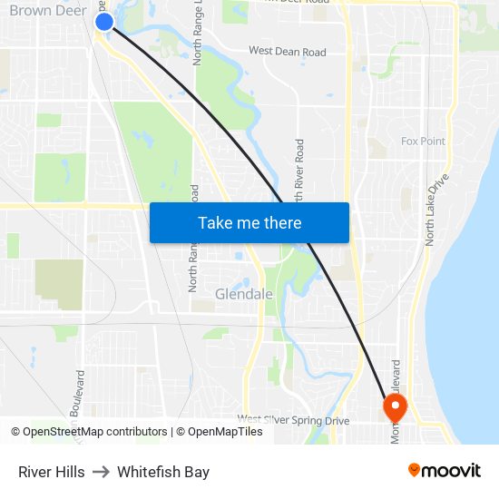 River Hills to Whitefish Bay map