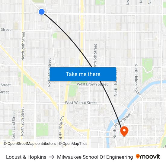Locust & Hopkins to Milwaukee School Of Engineering map