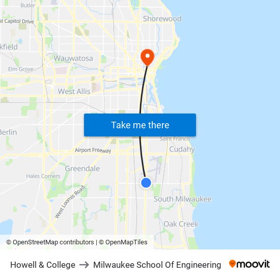 Howell & College to Milwaukee School Of Engineering map