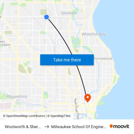 Woolworth & Sherman to Milwaukee School Of Engineering map