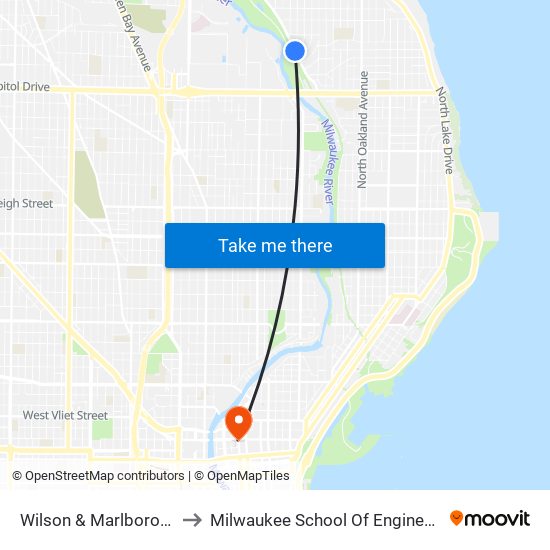 Wilson & Marlborough to Milwaukee School Of Engineering map