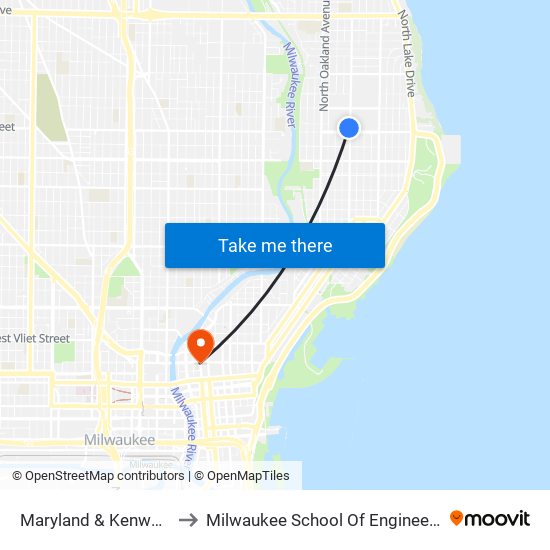 Maryland & Kenwood to Milwaukee School Of Engineering map
