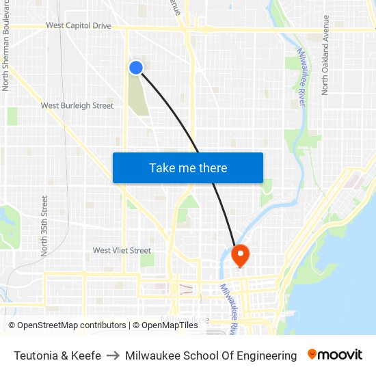 Teutonia & Keefe to Milwaukee School Of Engineering map