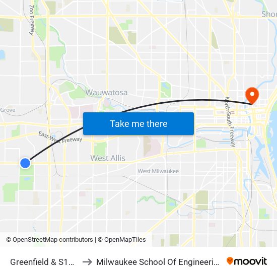 Greenfield & S121 to Milwaukee School Of Engineering map