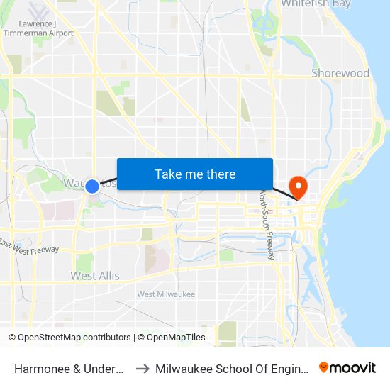 Harmonee & Underwood to Milwaukee School Of Engineering map