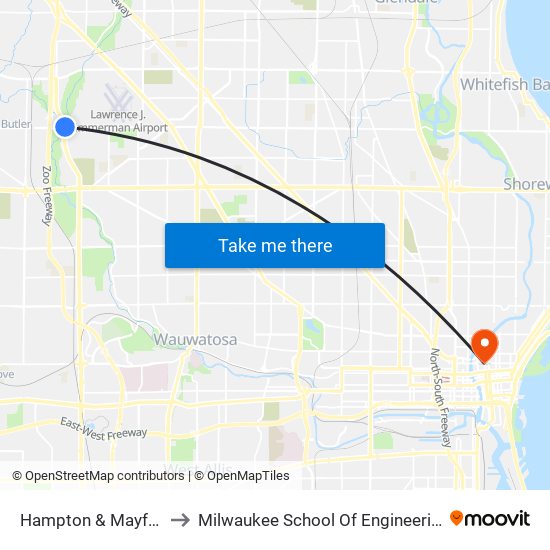 Hampton & Mayfair to Milwaukee School Of Engineering map