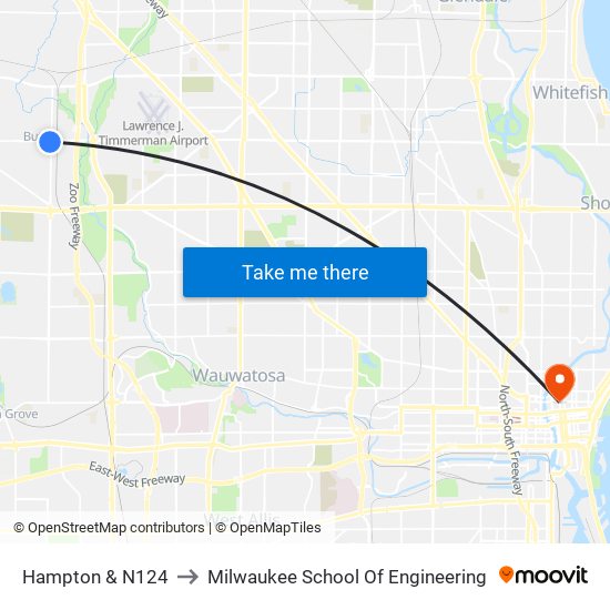 Hampton & N124 to Milwaukee School Of Engineering map