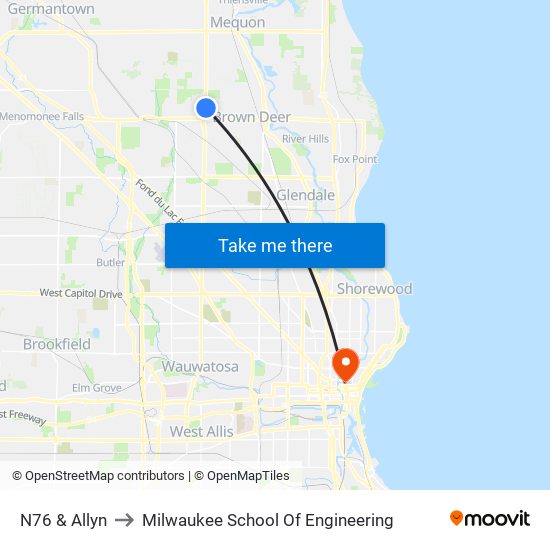 N76 & Allyn to Milwaukee School Of Engineering map