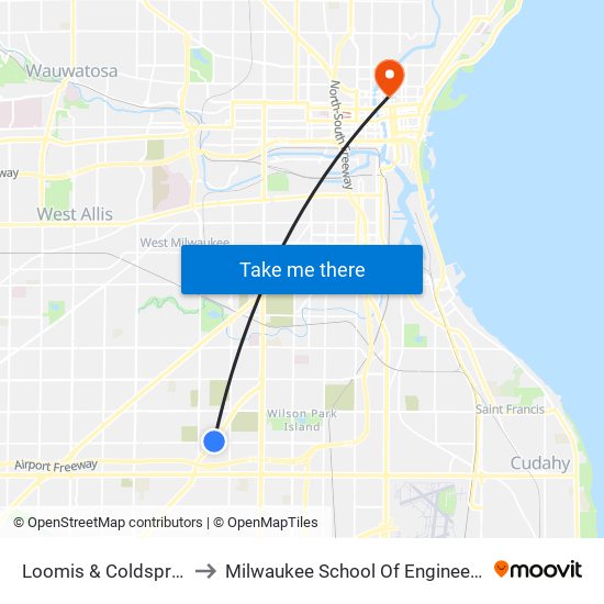 Loomis & Coldspring to Milwaukee School Of Engineering map