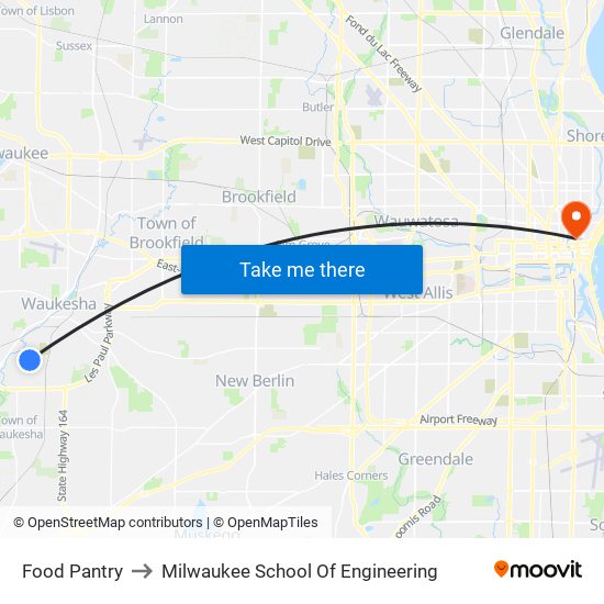 Food Pantry to Milwaukee School Of Engineering map