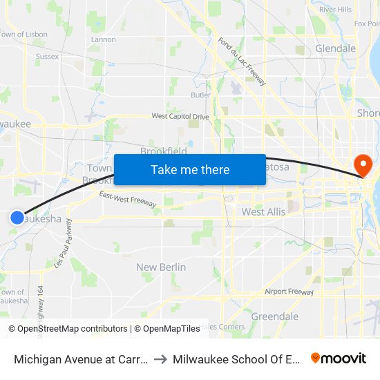 Michigan Avenue at Carriage Drive to Milwaukee School Of Engineering map