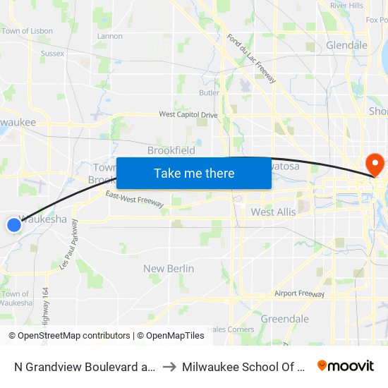 N Grandview Boulevard at Kilps Drive to Milwaukee School Of Engineering map