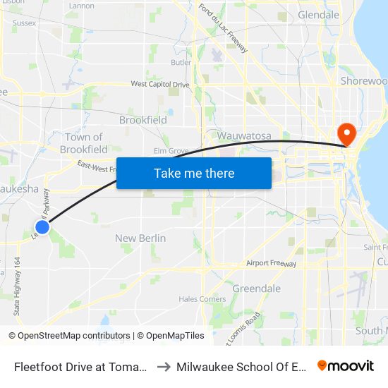 Fleetfoot Drive at Tomahawk Lane to Milwaukee School Of Engineering map