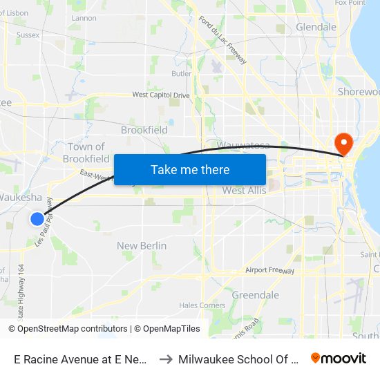 E Racine Avenue at E Newhall Avenue to Milwaukee School Of Engineering map