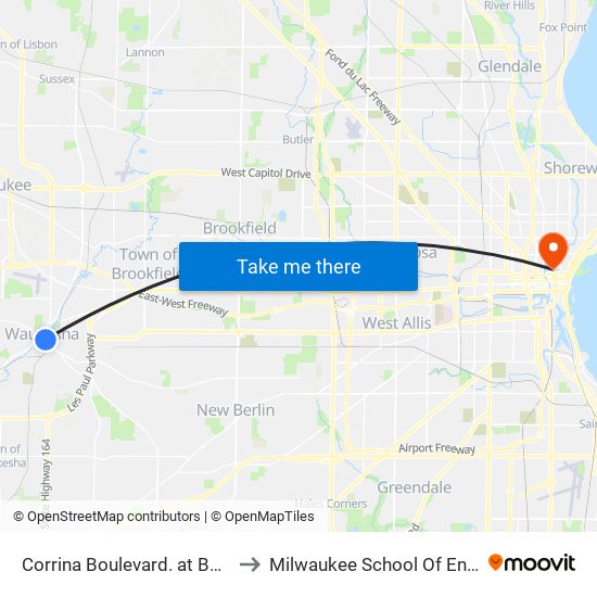 Corrina Boulevard. at Barstow St. to Milwaukee School Of Engineering map