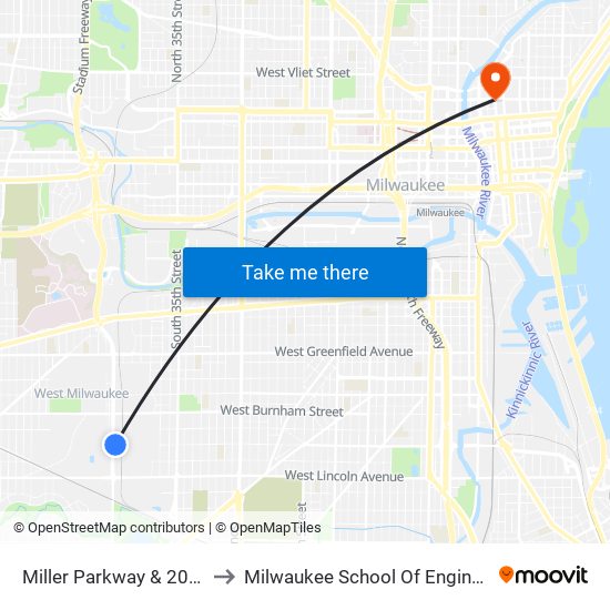 Miller Parkway & 2060 S. to Milwaukee School Of Engineering map