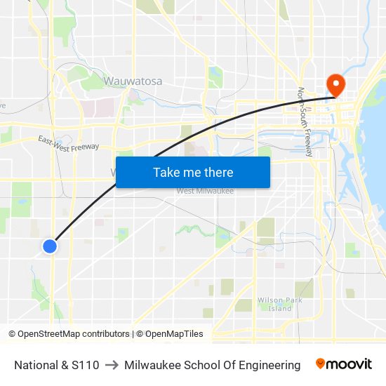 National & S110 to Milwaukee School Of Engineering map