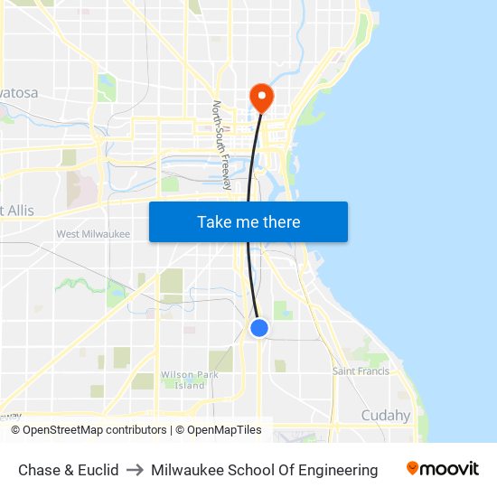 Chase & Euclid to Milwaukee School Of Engineering map