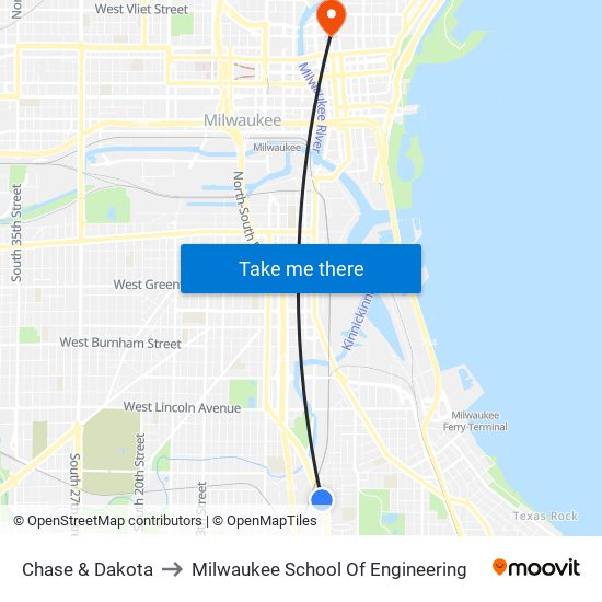 Chase & Dakota to Milwaukee School Of Engineering map