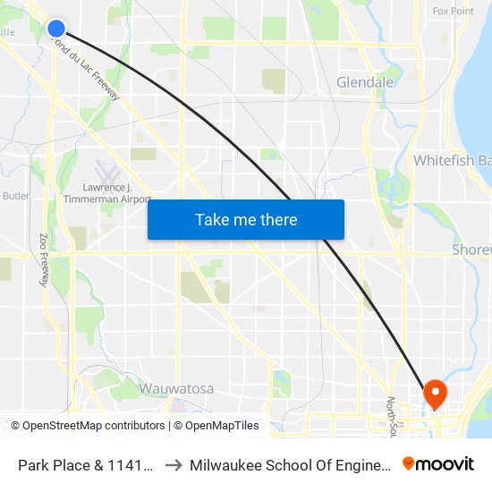 Park Place & 11414 W. to Milwaukee School Of Engineering map