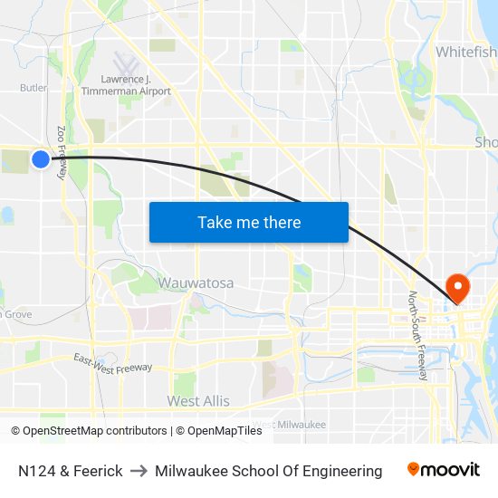 N124 & Feerick to Milwaukee School Of Engineering map