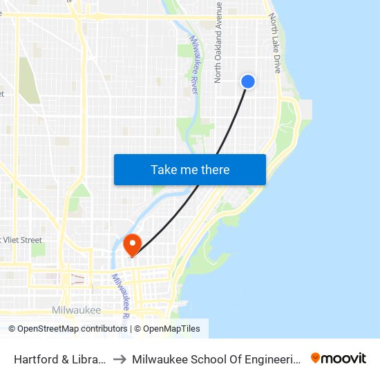 Hartford & Library to Milwaukee School Of Engineering map