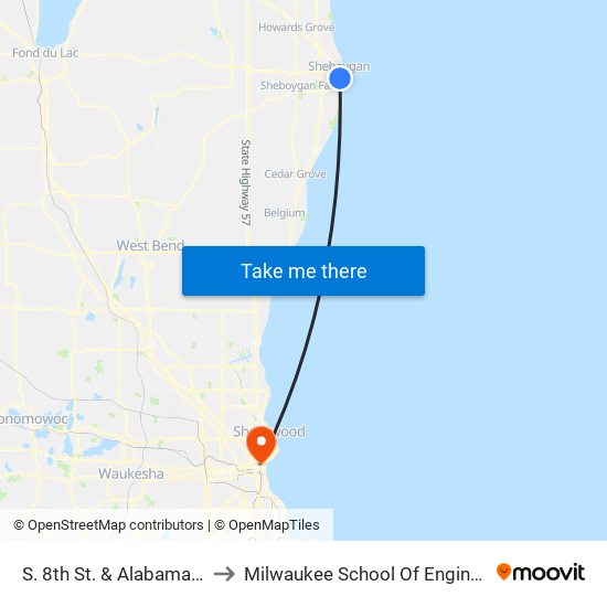 S. 8th St. & Alabama Ave. to Milwaukee School Of Engineering map