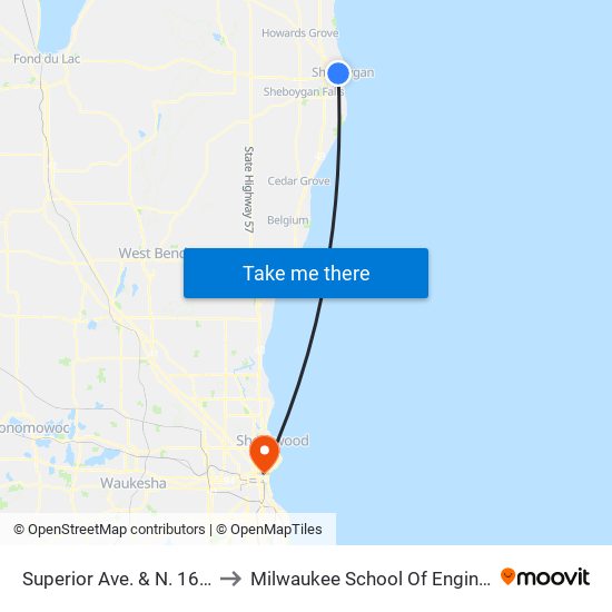 Superior Ave. & N. 16th St. to Milwaukee School Of Engineering map