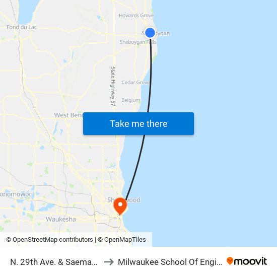 N. 29th Ave. & Saemann Ave. to Milwaukee School Of Engineering map