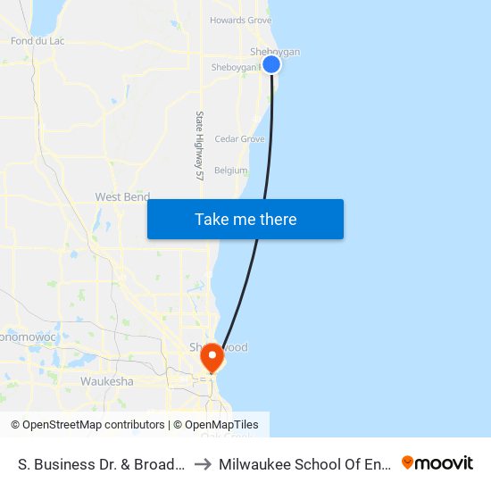 S. Business Dr. & Broadway Ave. to Milwaukee School Of Engineering map