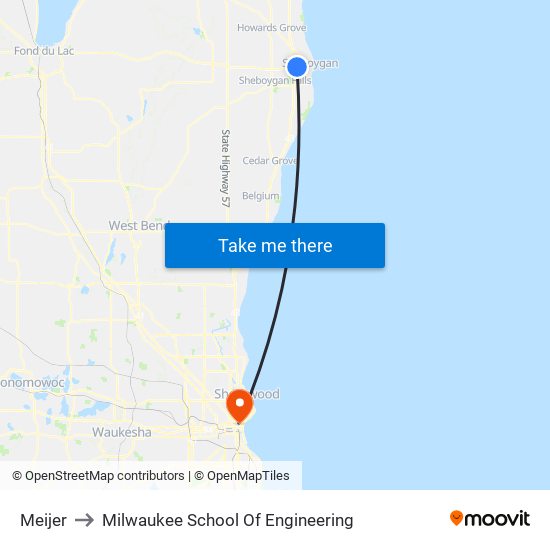 Meijer to Milwaukee School Of Engineering map