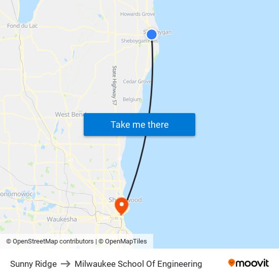 Sunny Ridge to Milwaukee School Of Engineering map