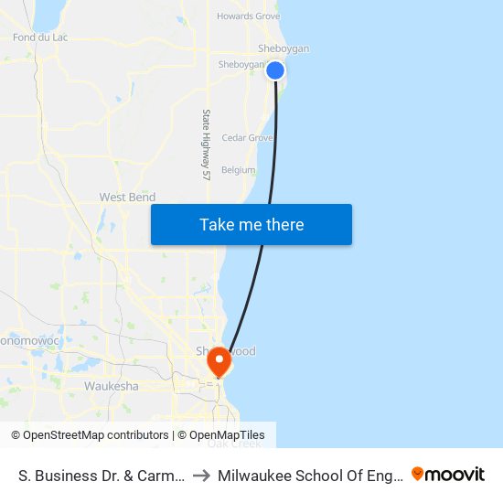 S. Business Dr. & Carmen Ave. to Milwaukee School Of Engineering map