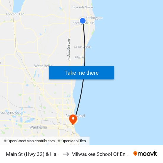 Main St (Hwy 32) & Hamann Dr to Milwaukee School Of Engineering map