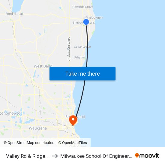 Valley Rd & Ridge Ct to Milwaukee School Of Engineering map