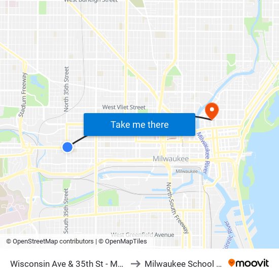 Wisconsin Ave & 35th St - Marquette High School to Milwaukee School Of Engineering map