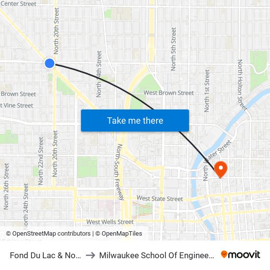 Fond Du Lac & North to Milwaukee School Of Engineering map