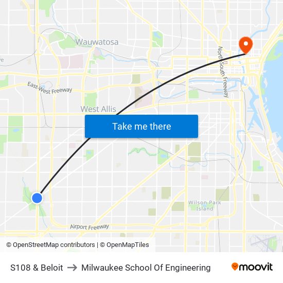 S108 & Beloit to Milwaukee School Of Engineering map