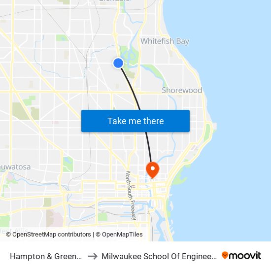 Hampton & Greenbay to Milwaukee School Of Engineering map