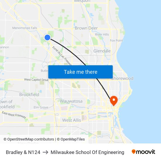 Bradley & N124 to Milwaukee School Of Engineering map