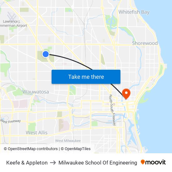 Keefe & Appleton to Milwaukee School Of Engineering map