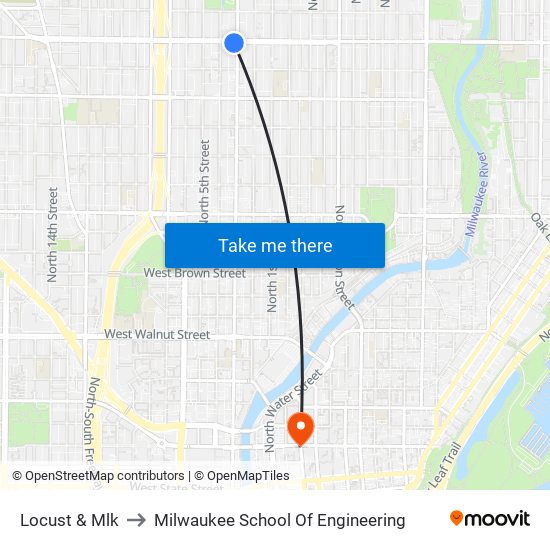 Locust & Mlk to Milwaukee School Of Engineering map
