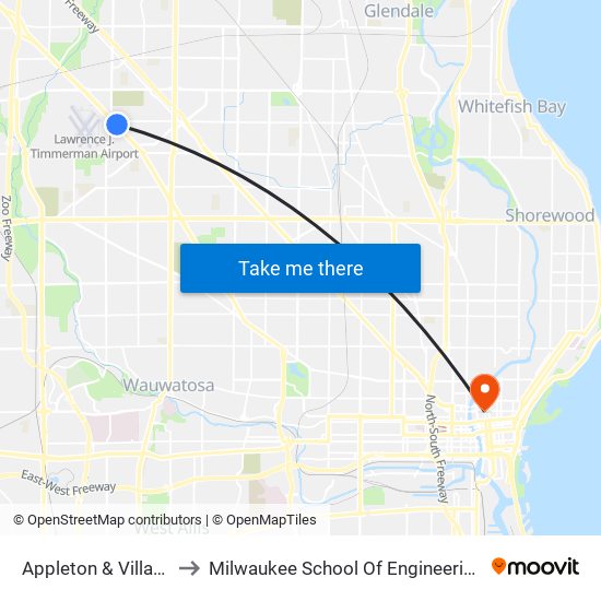 Appleton & Villard to Milwaukee School Of Engineering map