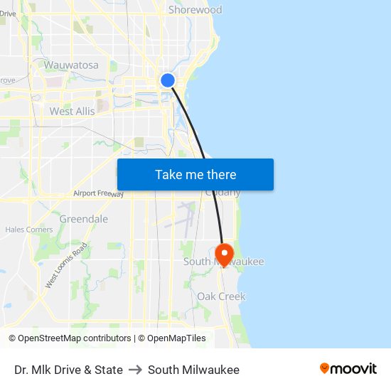 Dr. Mlk Drive & State to South Milwaukee map